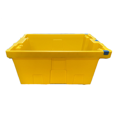 100% HDPE Żółta ruchoma plastikowa skrzynia 600 X 400 X 275 mm Wytrzymała, wytrzymała skrzynia UE