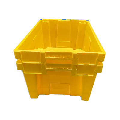 HDPE Żółta plastikowa skrzynia do gniazdowania, wytrzymałe skrzynie do układania w stosy