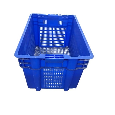 HDPE Niebieska plastikowa skrzynia ruchoma 50 kg Załaduj klasy owoce morza Wentylowane Nestable