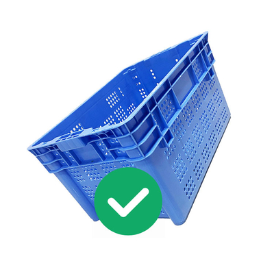 HDPE Niebieska plastikowa skrzynia ruchoma 50 kg Załaduj klasy owoce morza Wentylowane Nestable