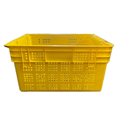 600 X 400 X 315 mm Plastikowe skrzynie z owocami Żółty kolor Ruchome skrzynie HDPE