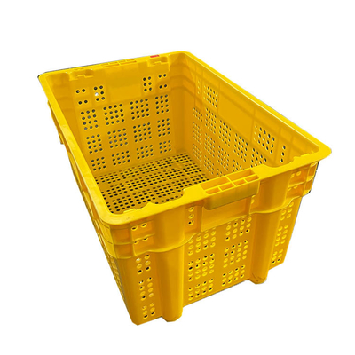 600 X 400 X 315 mm Plastikowe skrzynie z owocami Żółty kolor Ruchome skrzynie HDPE